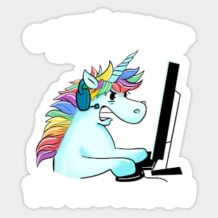 On the internet nobody knows you are a unicorn Unicorn Gamer Funny gamming Sticker